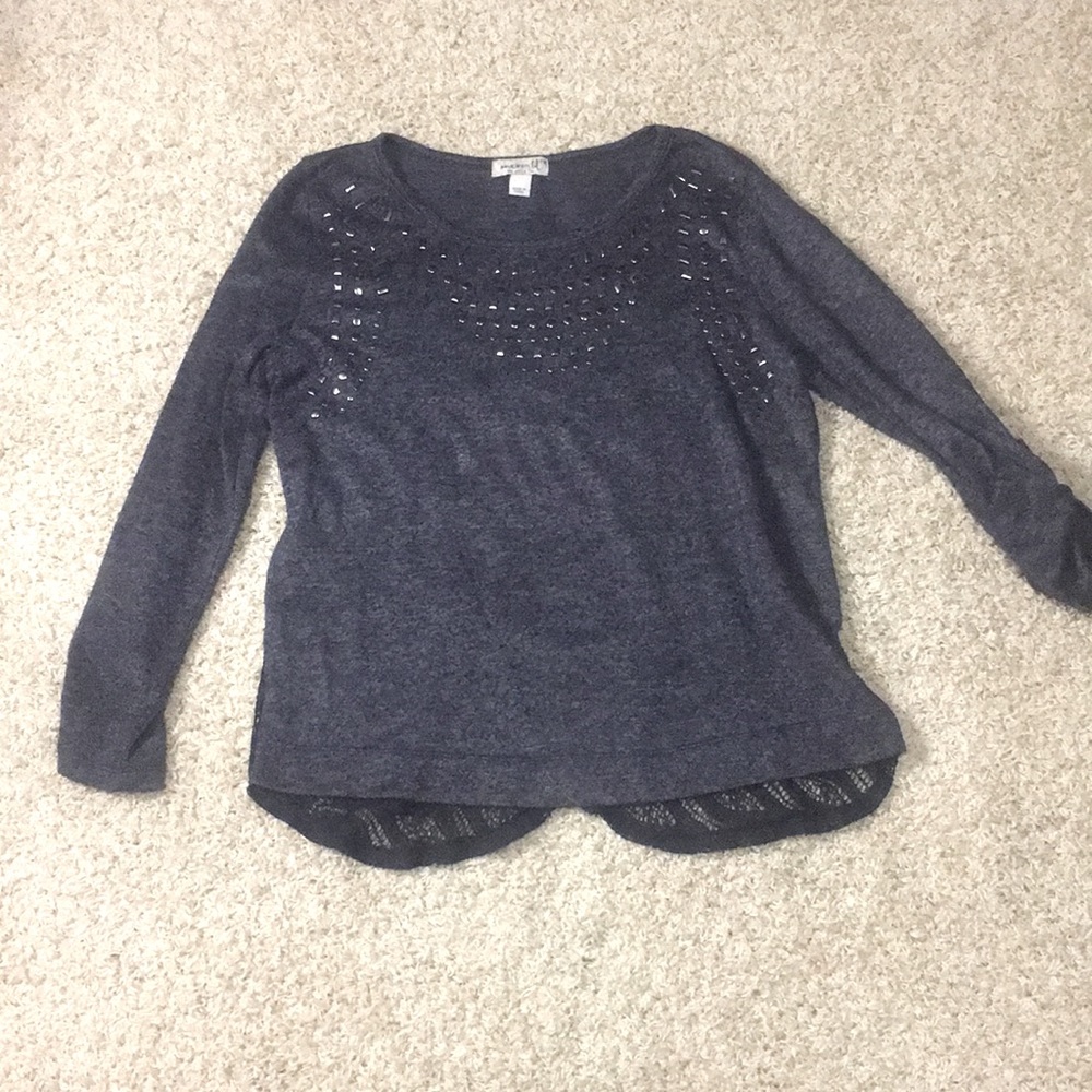 Black blouse with rhinestones and laced back